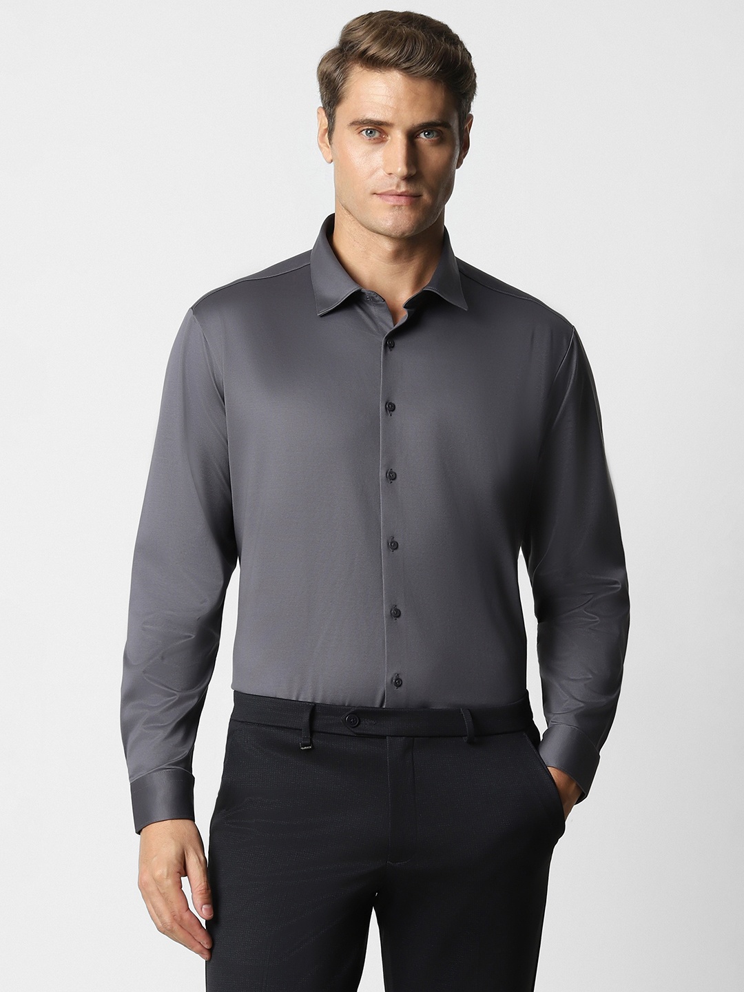 

Van Heusen Slim Fit Pure Cotton Formal Shirt, Grey