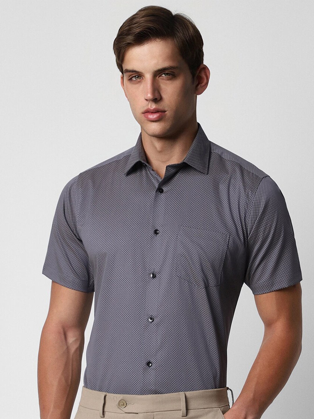 

Van Heusen Men Opaque Printed Formal Shirt, Grey