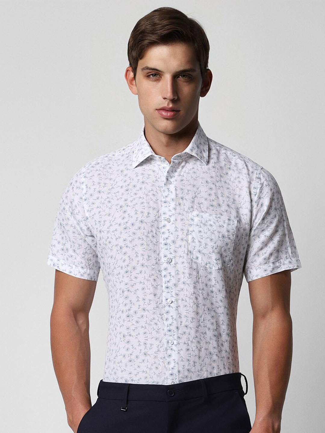 

Van Heusen Men Floral Opaque Printed Formal Shirt, Grey