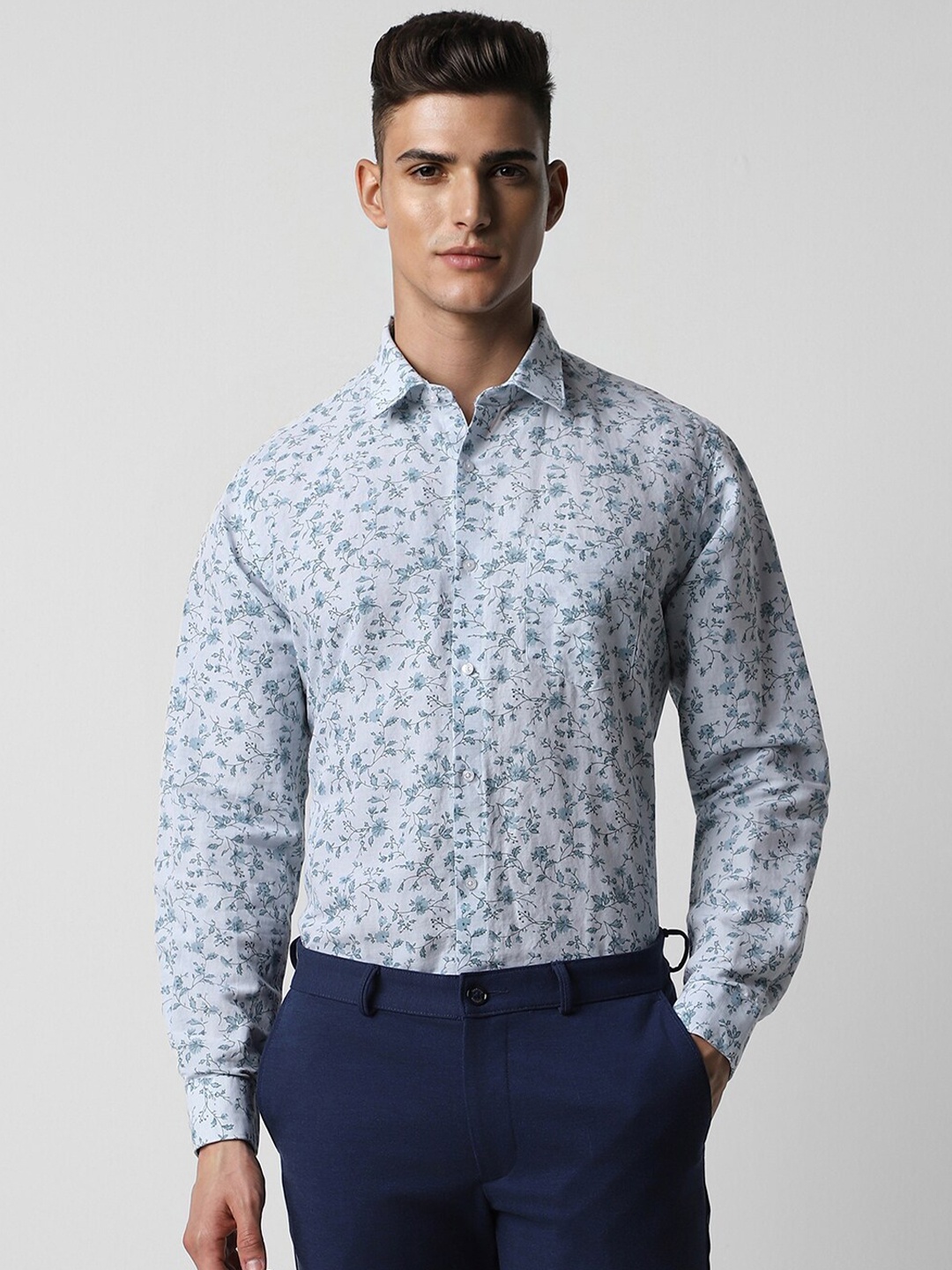 

Van Heusen Men Floral Opaque Printed Formal Shirt, Blue