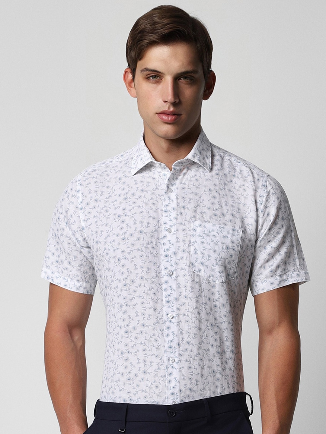 Van Heusen Men Floral Opaque Printed Formal Shirt, Grey