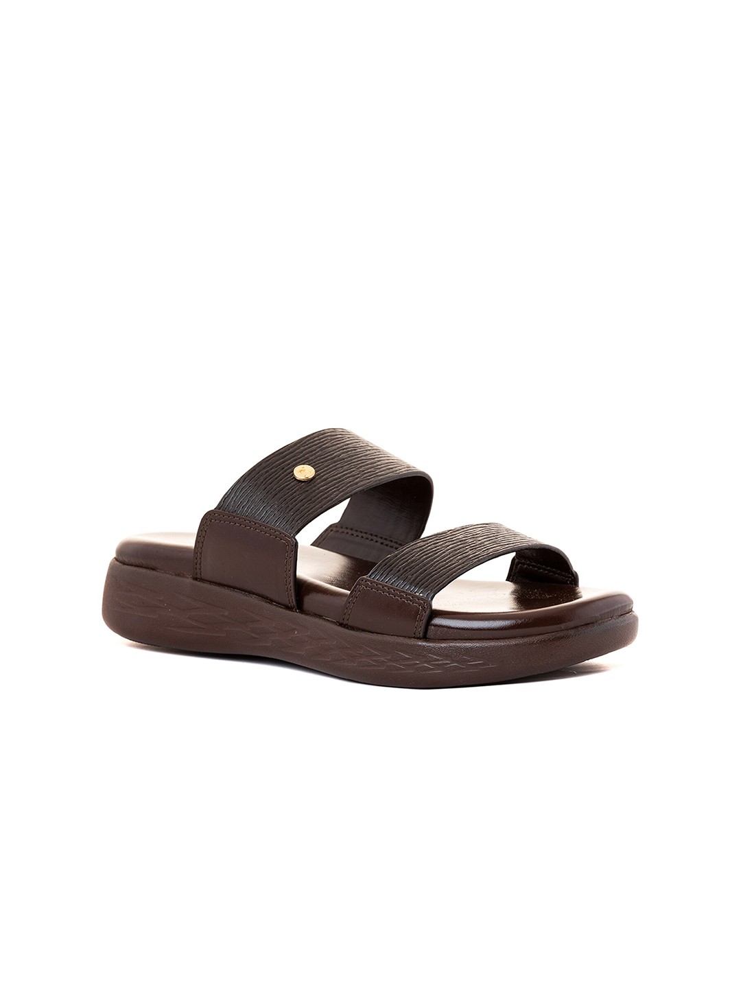 

Khadims Textured Open Toe Flats, Brown