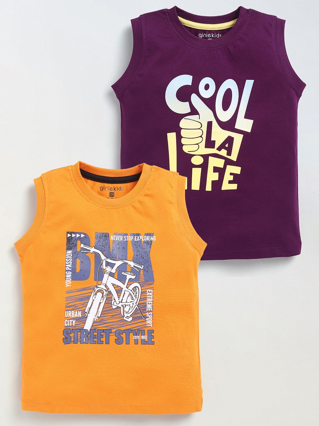 

Ginie Boys Typography Printed Applique T-shirt, Multi