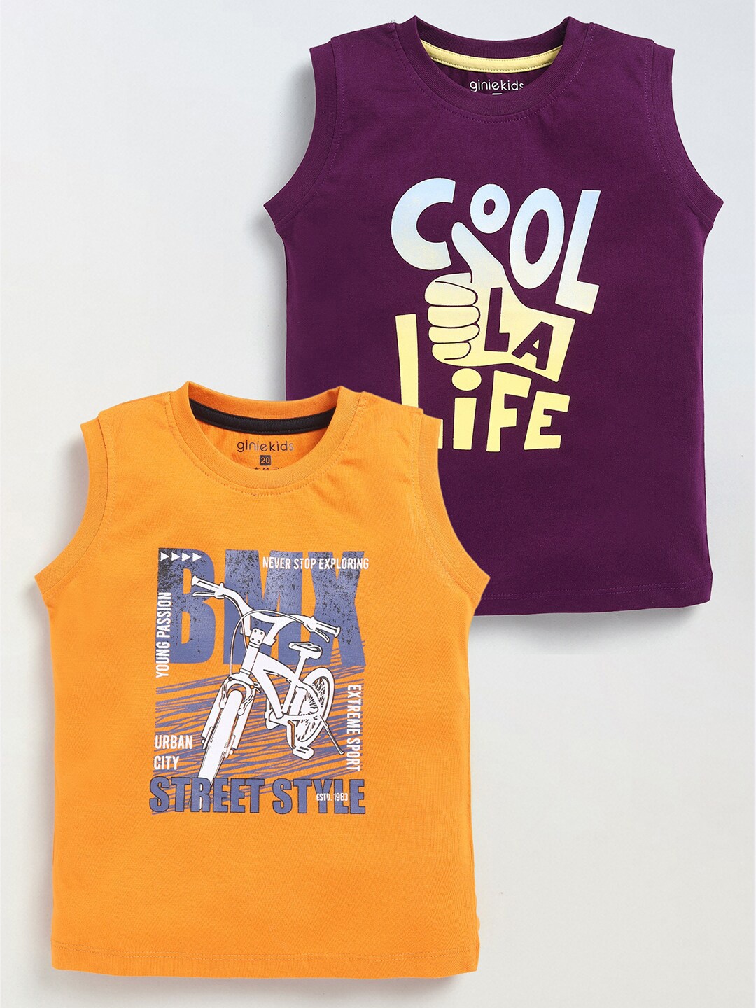 

Ginie Boys Typography Printed Applique T-shirt, Multi
