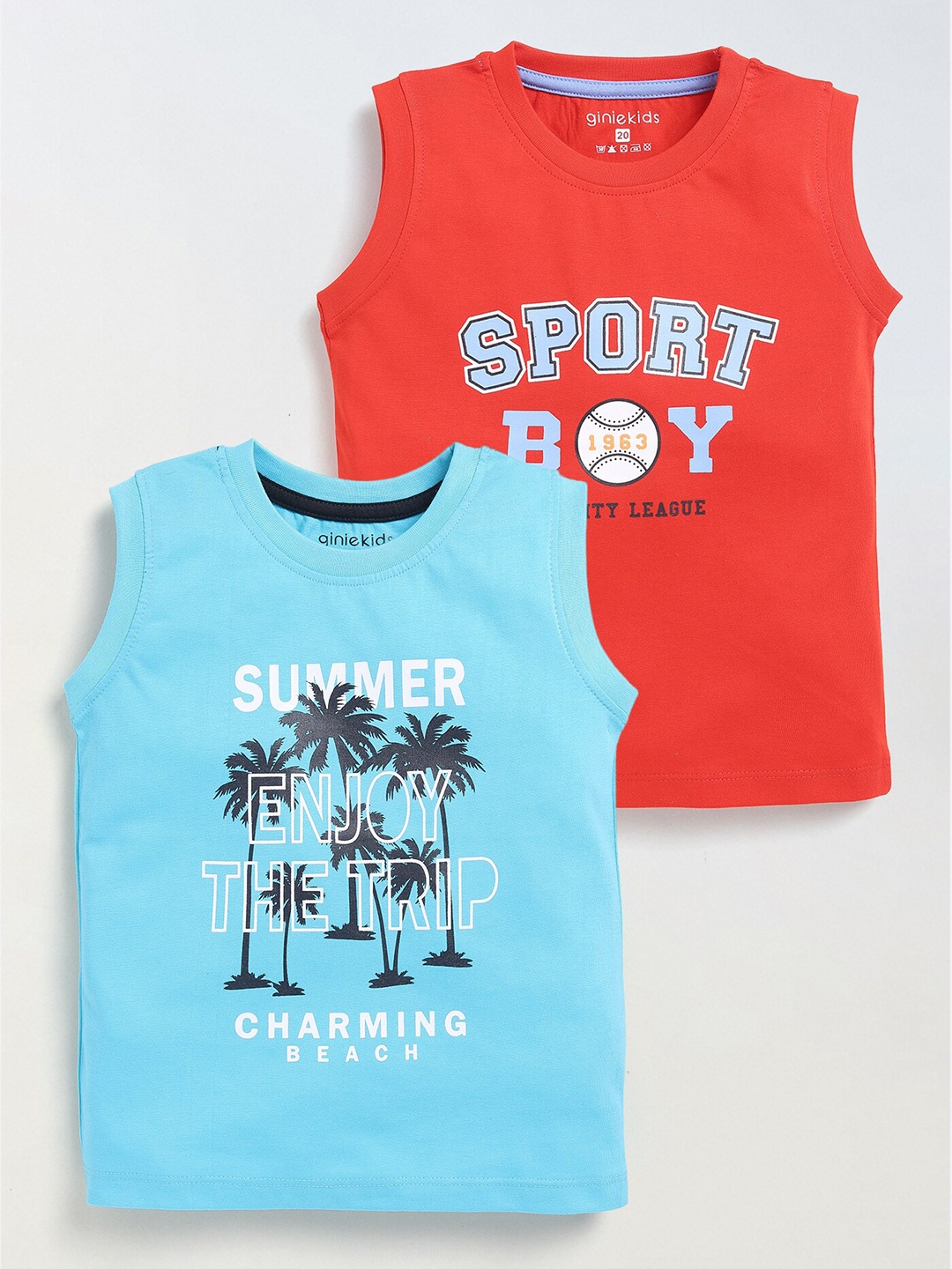 

Ginie Boys Typography Printed Applique T-shirt, Multi