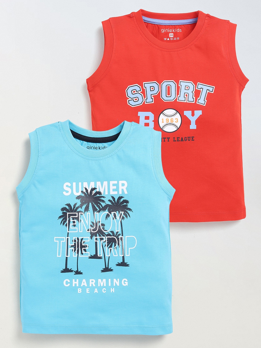 

Ginie Boys Typography Printed Applique T-shirt, Multi