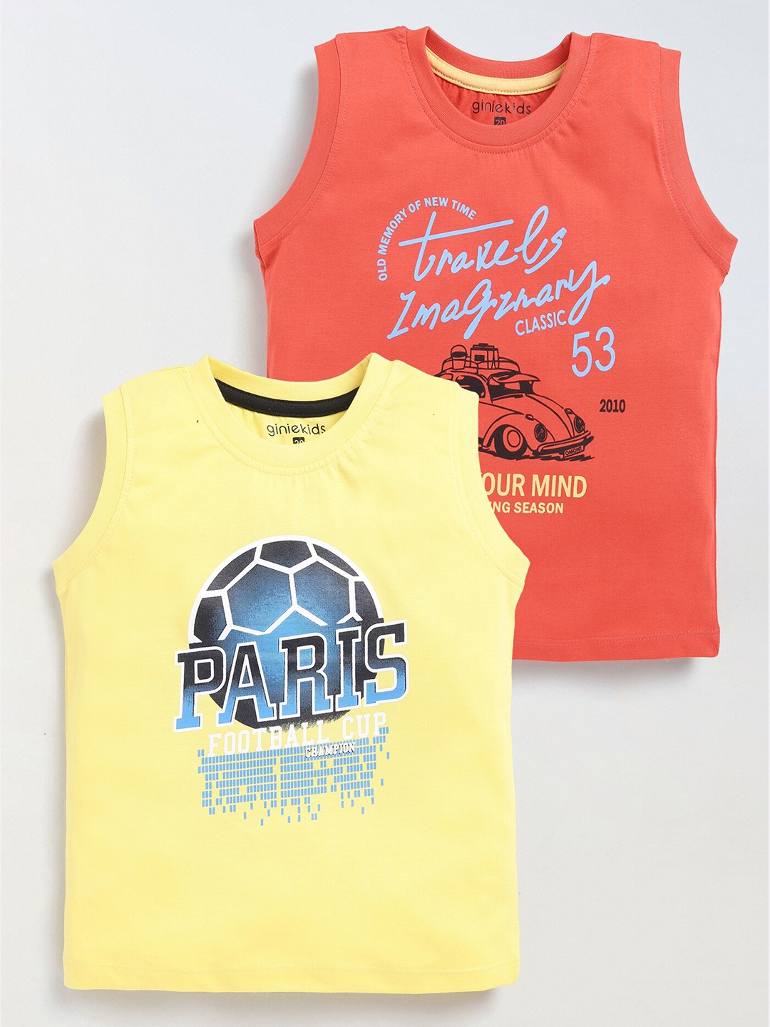 Ginie Boys Typography Printed Applique T-shirt, Multi