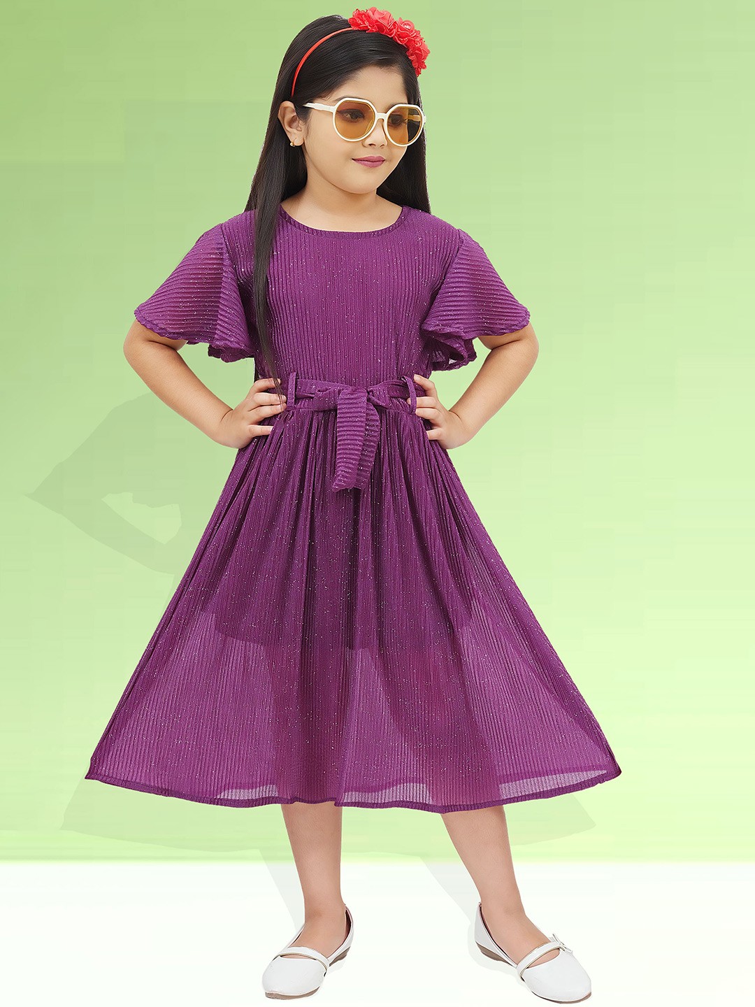 

BAESD Checked Fit & Flare Midi Dress, Purple