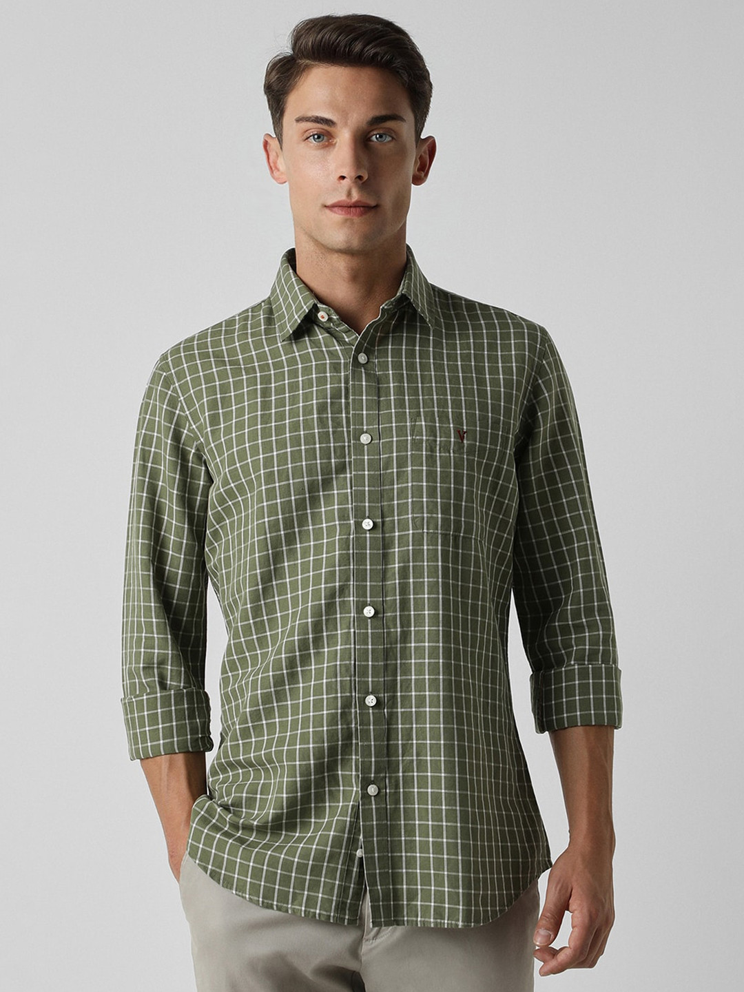 

Van Heusen Sport Men Slim Fit Opaque Checked Casual Shirt, Green