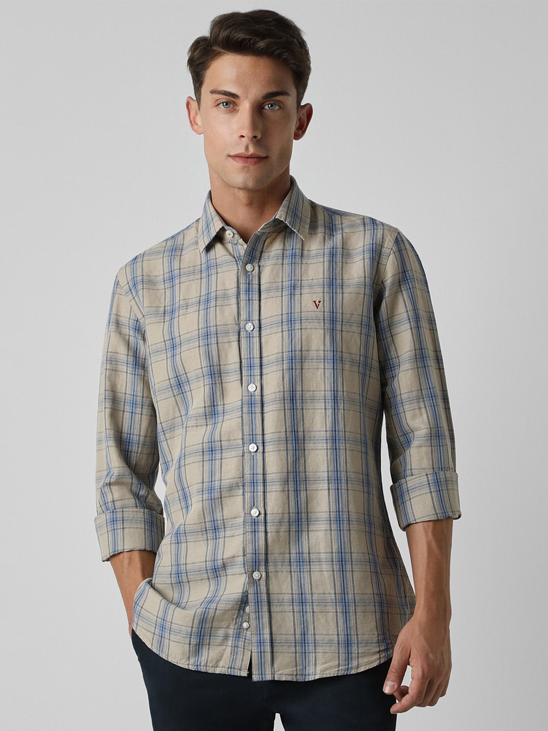 

Van Heusen Sport Men Slim Fit Opaque Checked Casual Shirt, Grey