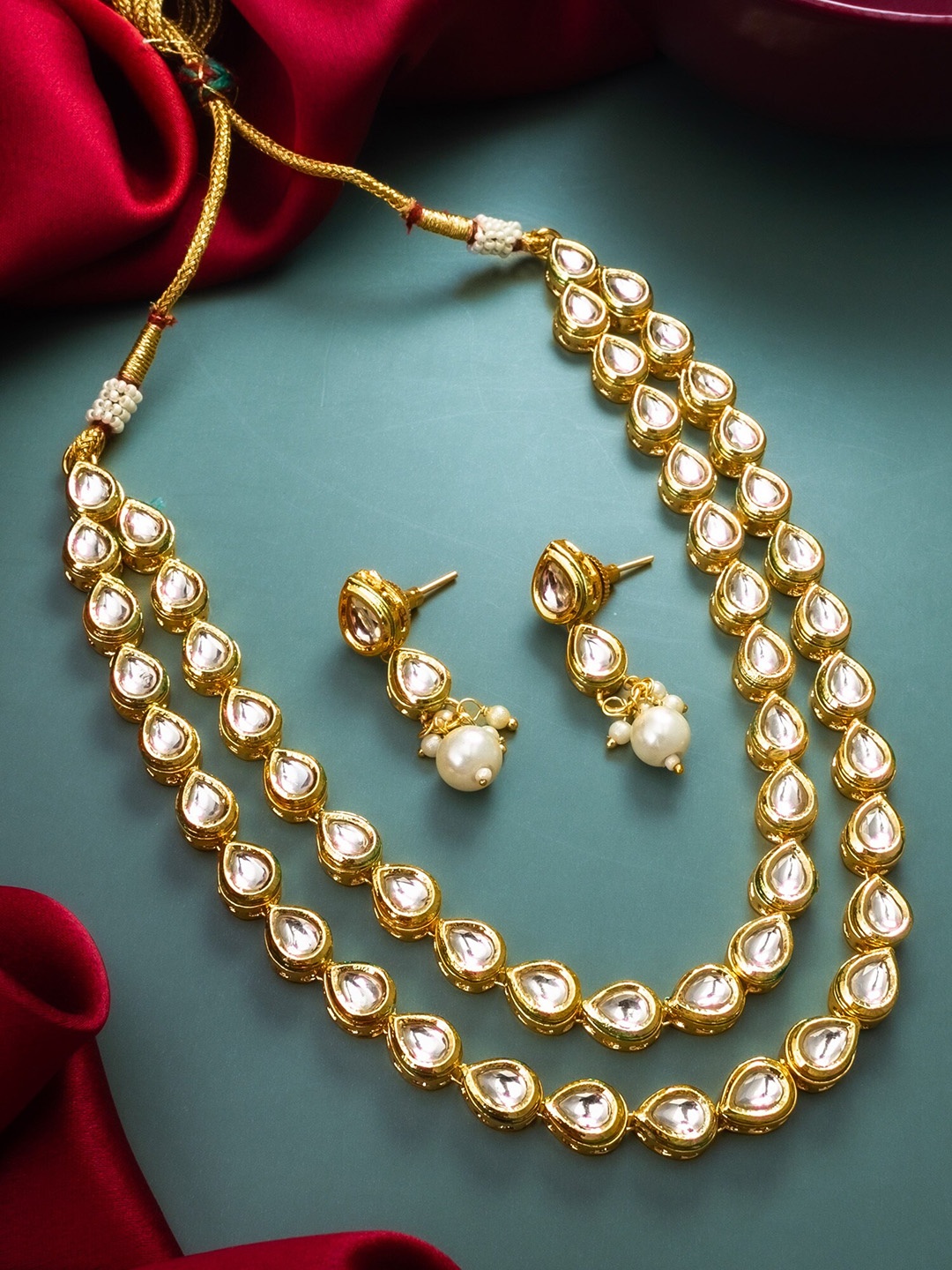 aadita Gold-Plated Stone Studded Jewellery Set
