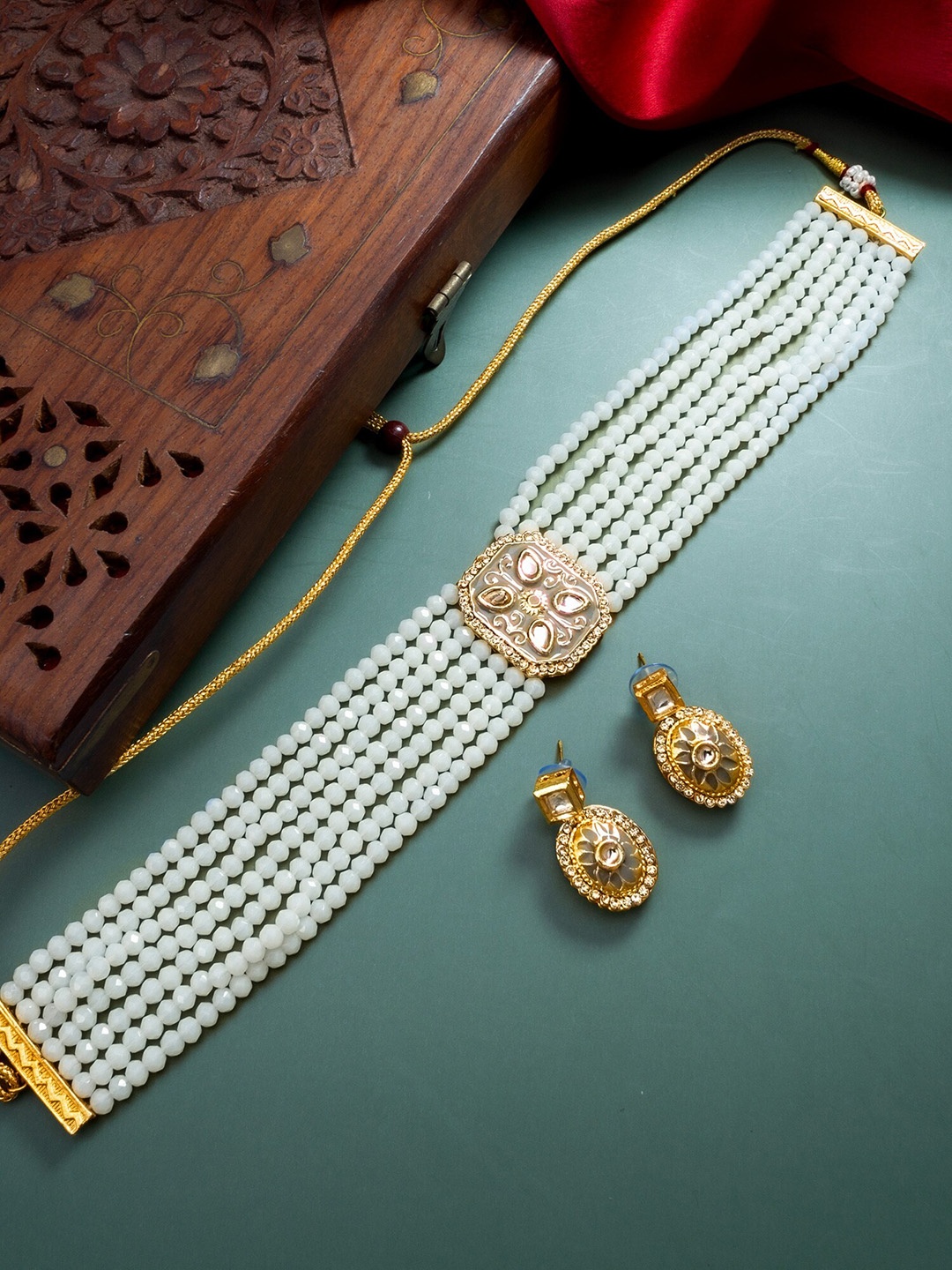 aadita Gold-Plated Stone Studded Jewellery Set