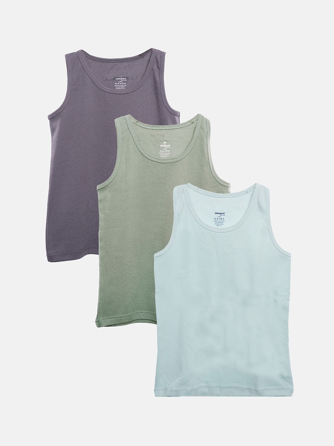 

KiddoPanti Boys Pack Of 3 Ribbed Pure Cotton Vests, Grey