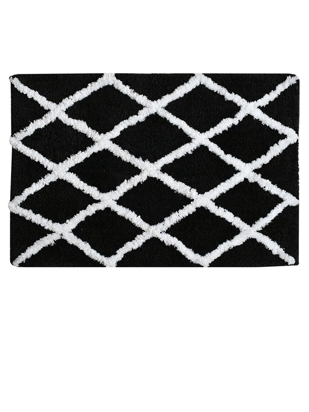 

Aura Black & White Checked Rectangular 1850 GSM Anti Skid Bath Rug