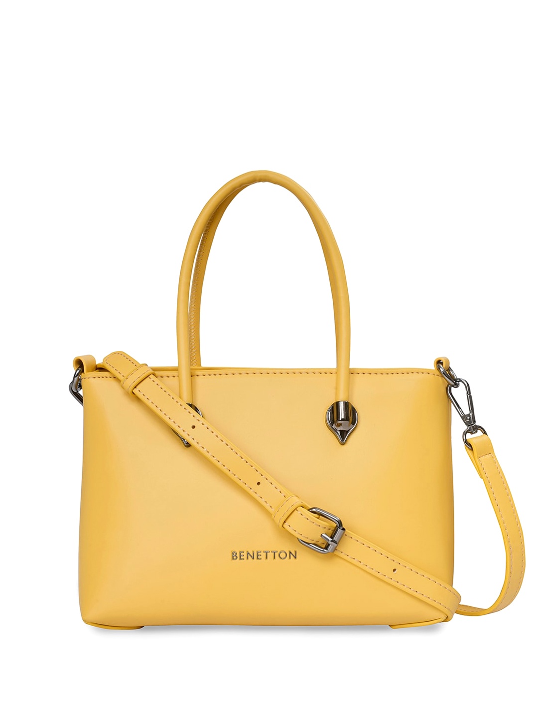 

United Colors of Benetton PU Structured Handheld Bag, Mustard