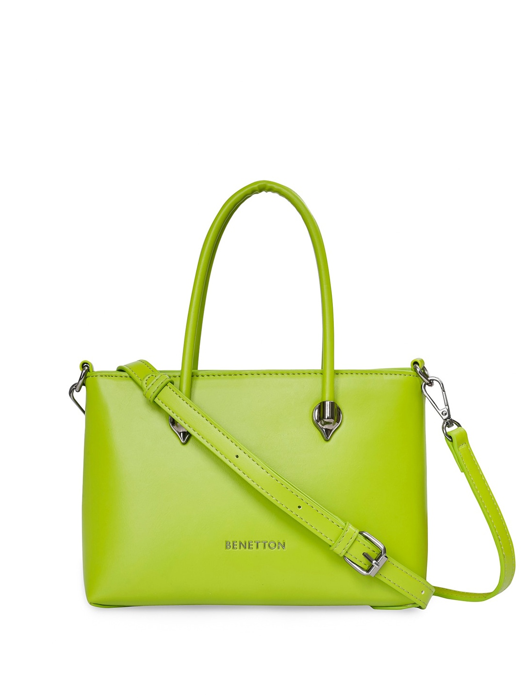 

United Colors of Benetton PU Shopper Handheld Bag, Lime green