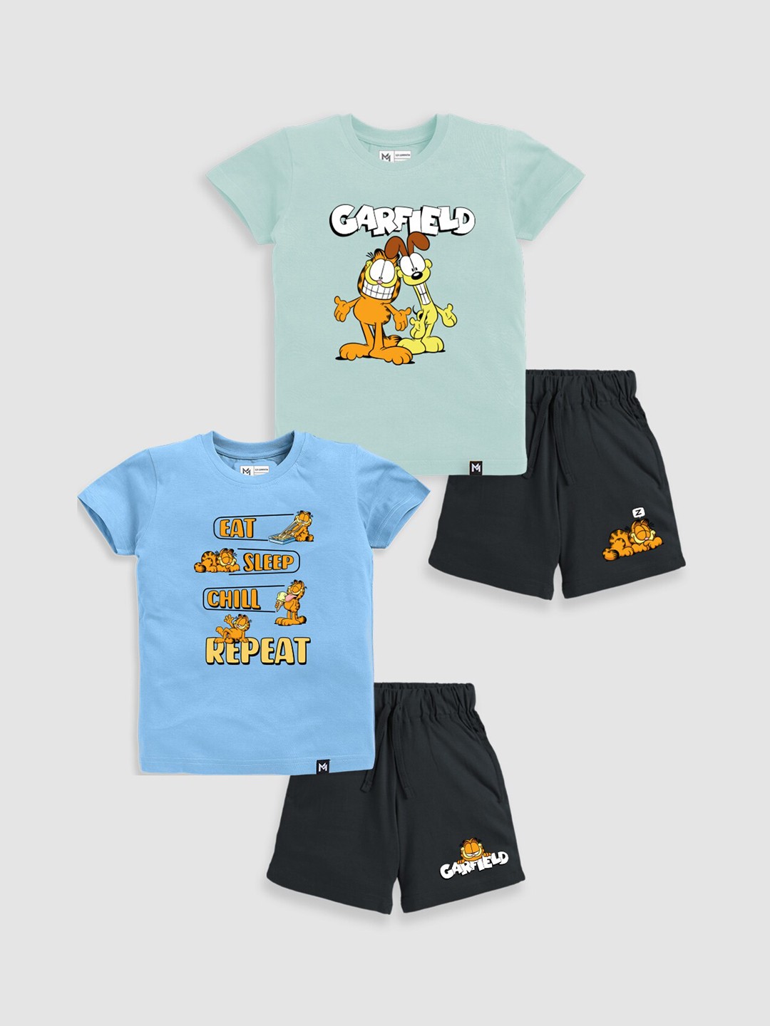 

Minute Mirth Infant Boys Pack Of 2 Printed Pure Cotton T-Shirt With Shorts, Green