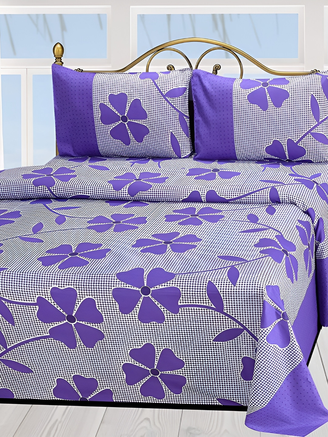 

Supreme Home Collective Purple 144 TC Queen Bedsheet with 2 Pillow Covers