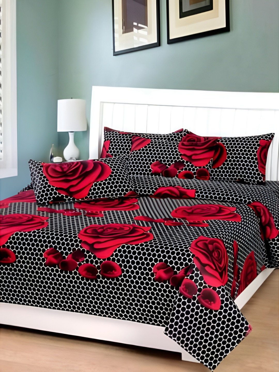 

Supreme Home Collective Red 144 TC Queen Bedsheet with 2 Pillow Covers