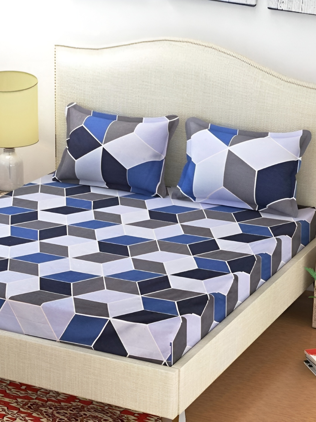 

Supreme Home Collective Blue 144 TC Queen Bedsheet with 2 Pillow Covers
