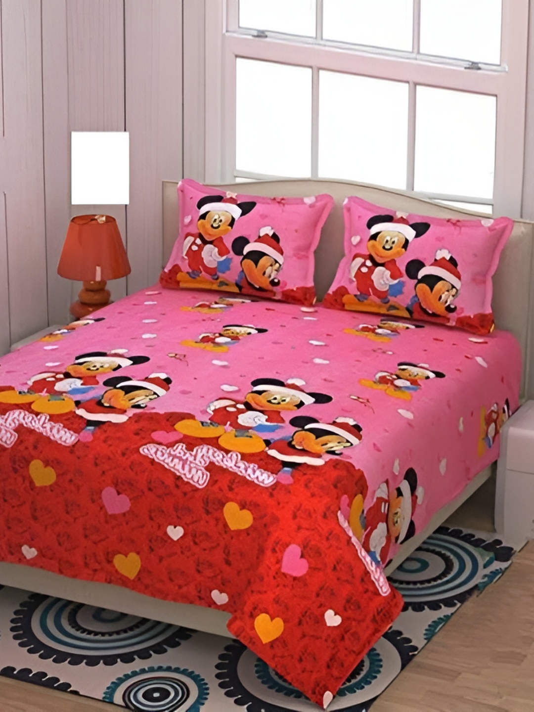 

Supreme Home Collective Pink 144 TC Queen Bedsheet with 2 Pillow Covers