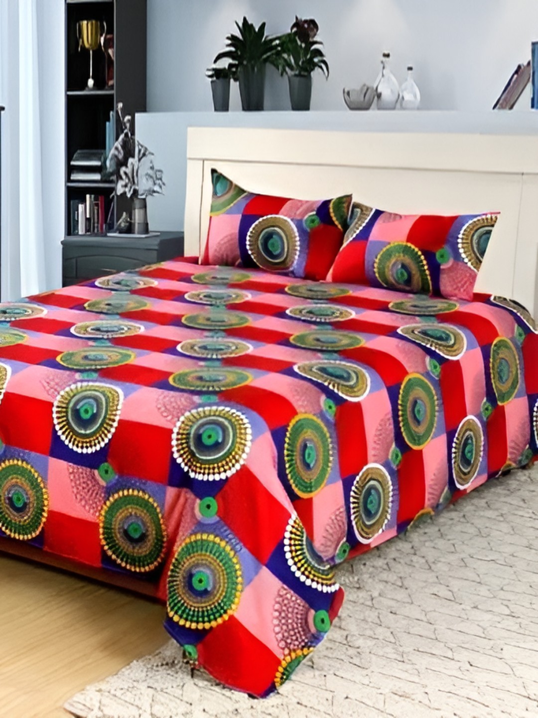 

Supreme Home Collective Red 144 TC Queen Bedsheet with 2 Pillow Covers