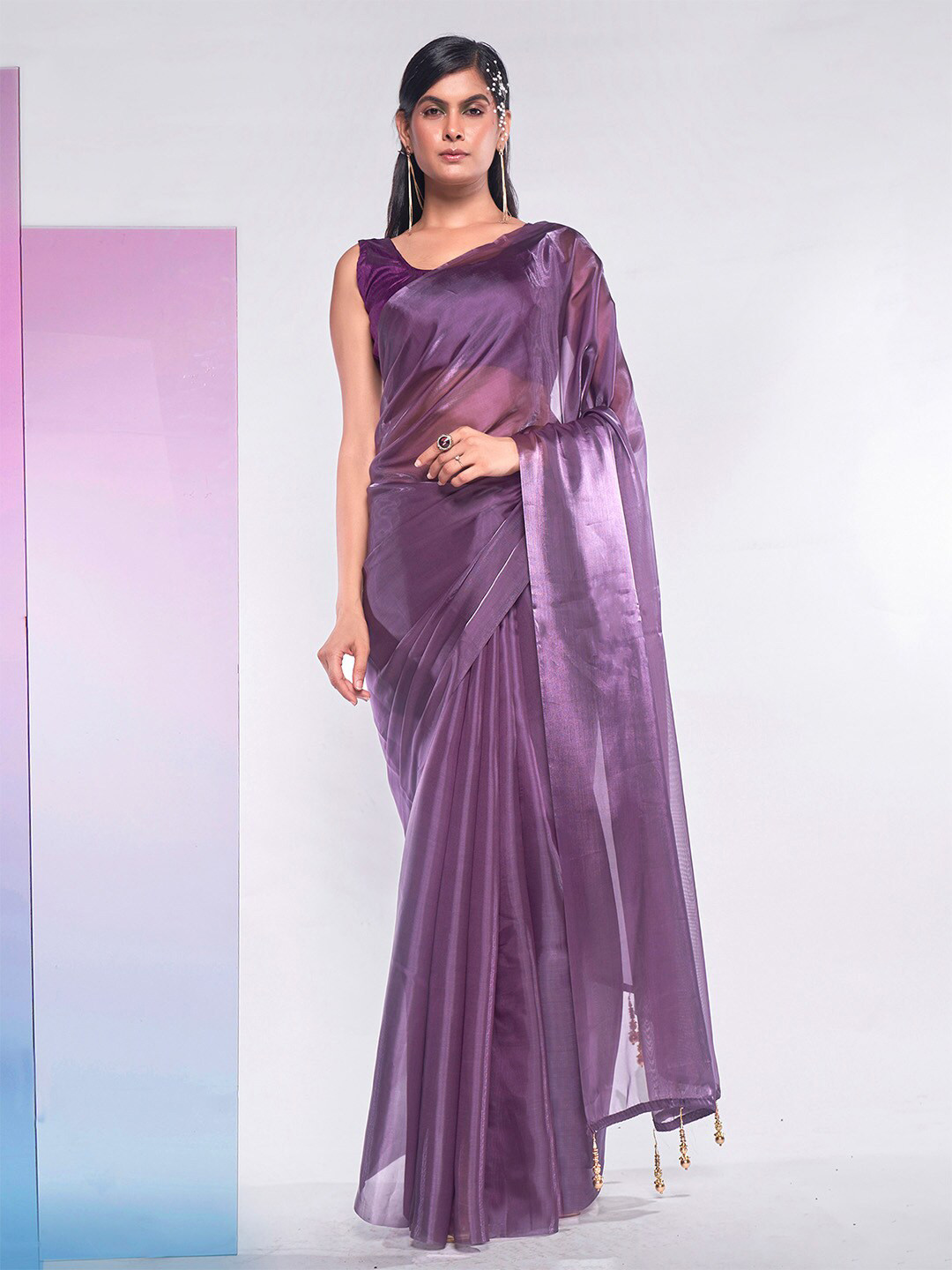 

Ishin Organza Designer Saree, Mauve