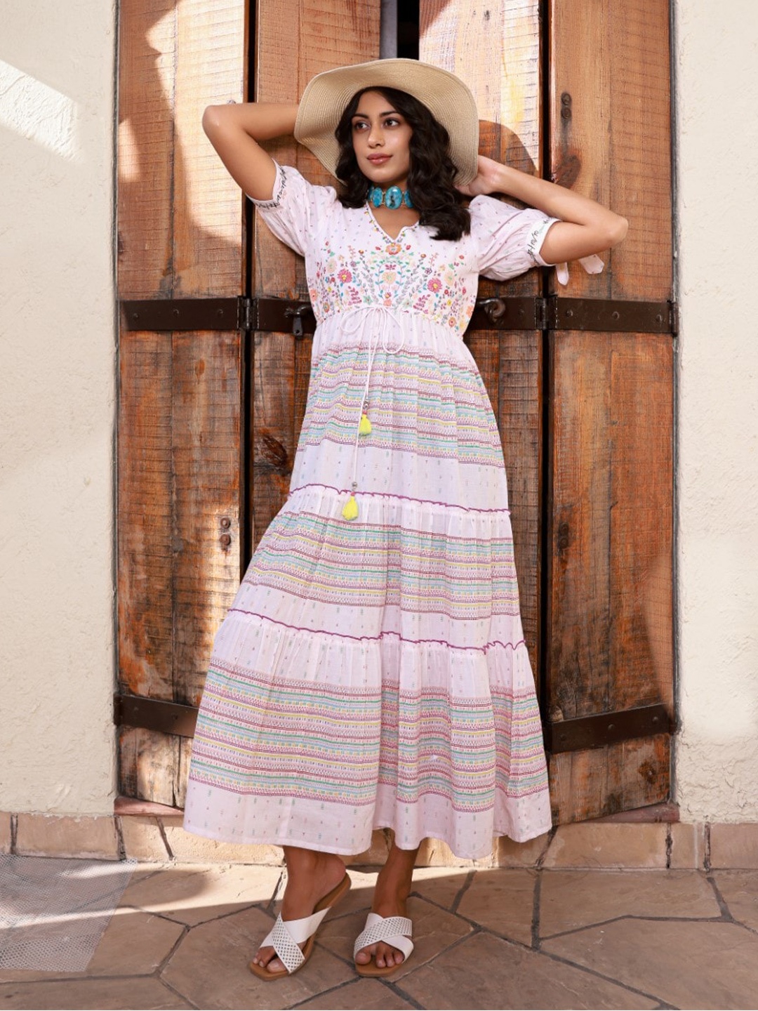 

Juniper Striped Fit & Flare Midi Dress, Pink