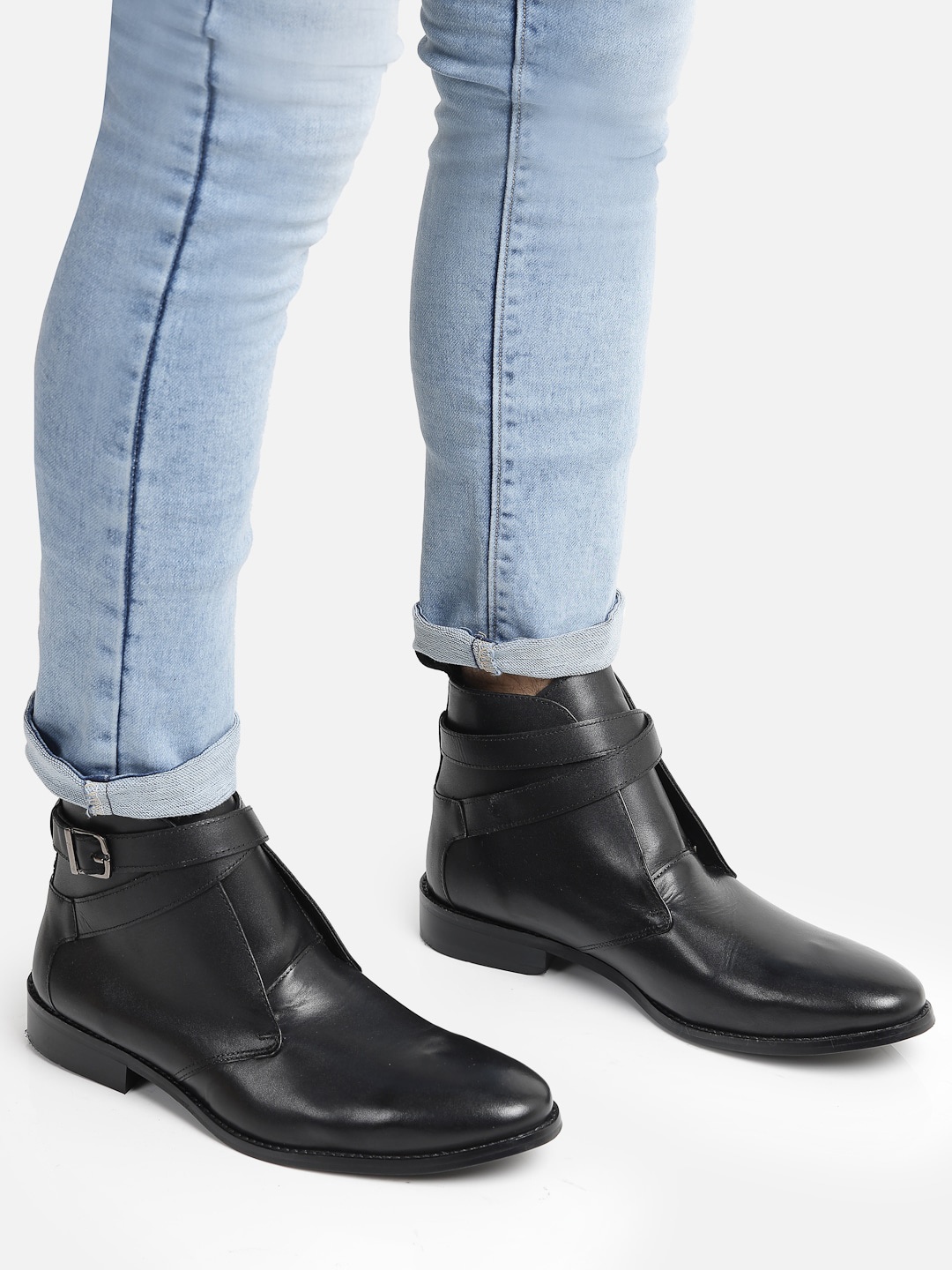 

HATS OFF ACCESSORIES Men Mid Top Leather Boots, Black