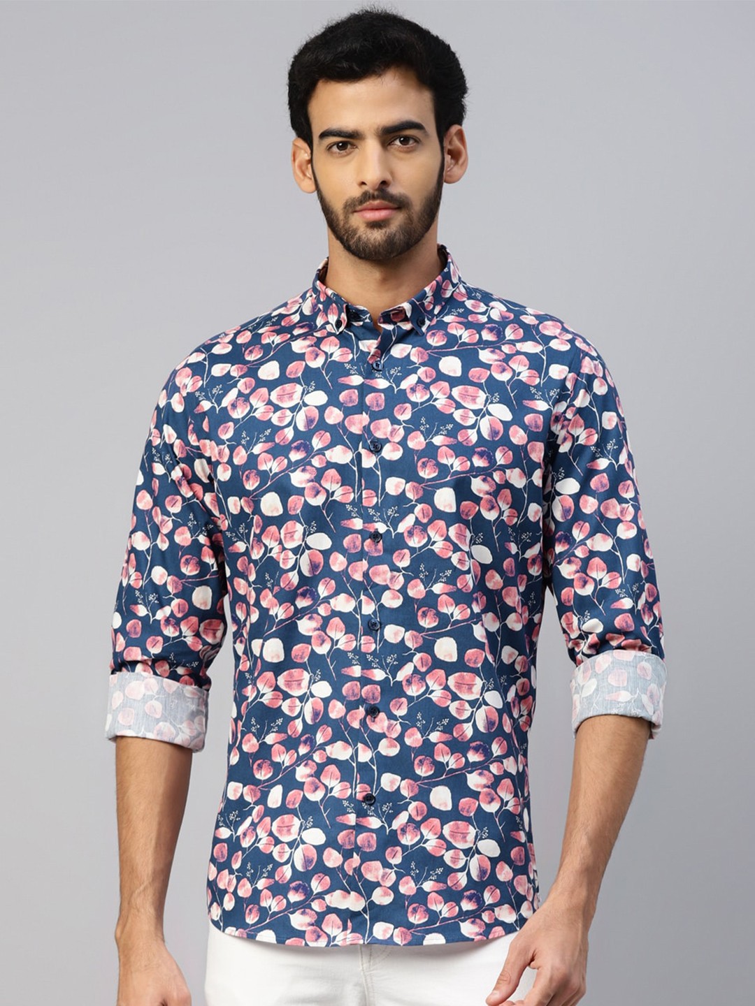 

DON VINO Men Comfort Floral Opaque Printed Casual Shirt, Blue