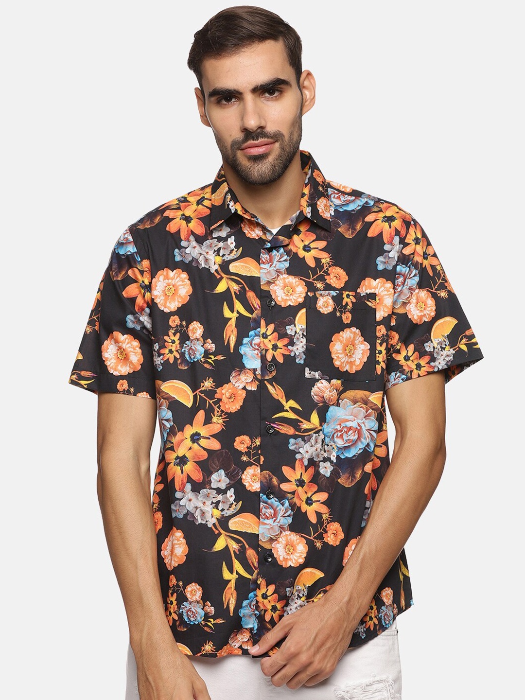 

DON VINO Men Comfort Floral Opaque Printed Casual Shirt, Black