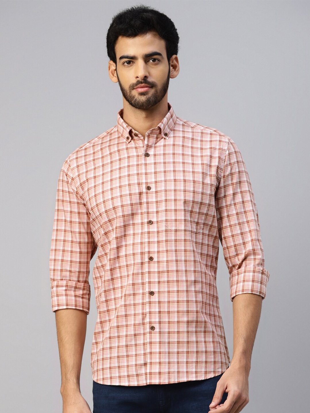 

DON VINO Men Comfort Opaque Checked Casual Shirt, White