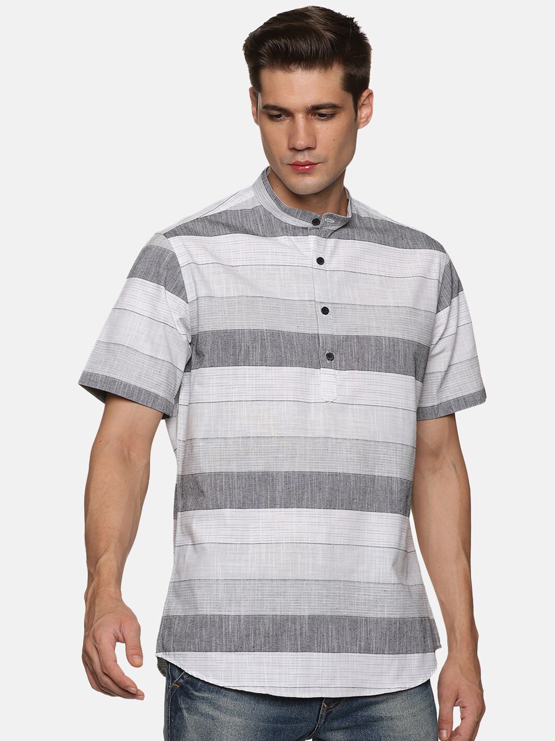

DON VINO Men Comfort Horizontal Stripes Opaque Striped Casual Shirt, White