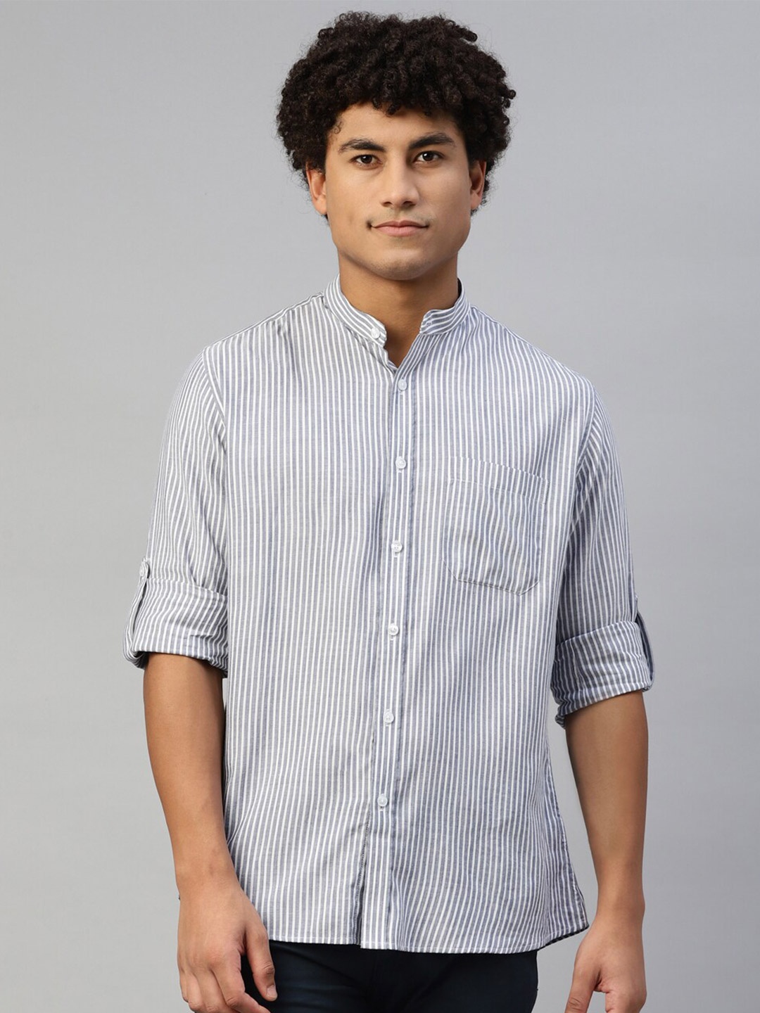 

DON VINO Men Comfort Opaque Striped Casual Shirt, Blue