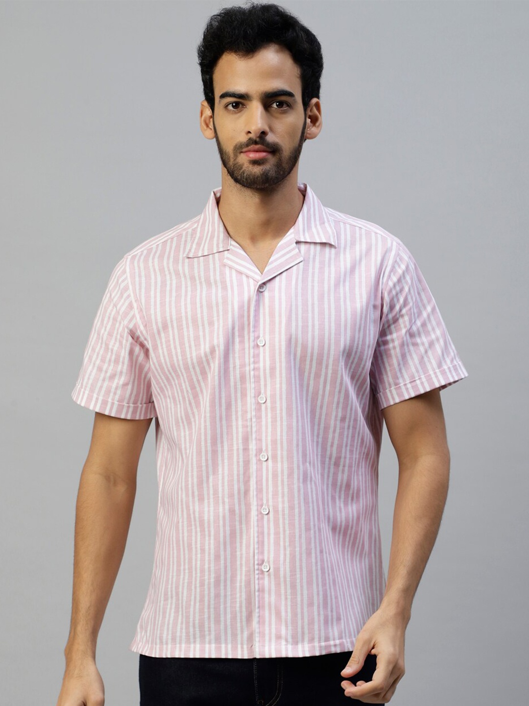 

DON VINO Men Comfort Opaque Striped Casual Shirt, Pink