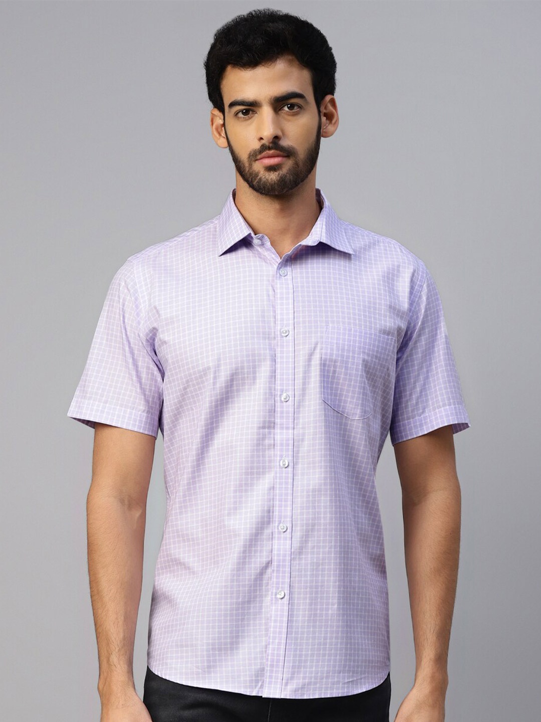 

DON VINO Men Comfort Opaque Checked Casual Shirt, Lavender