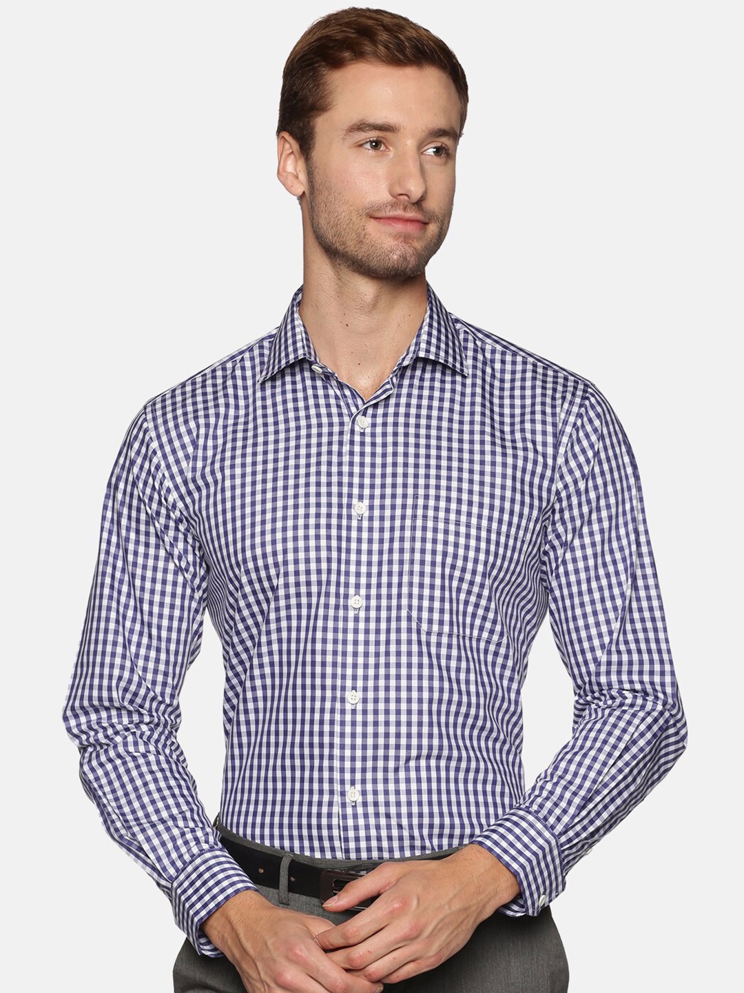 

DON VINO Men Comfort Opaque Checked Casual Shirt, Blue