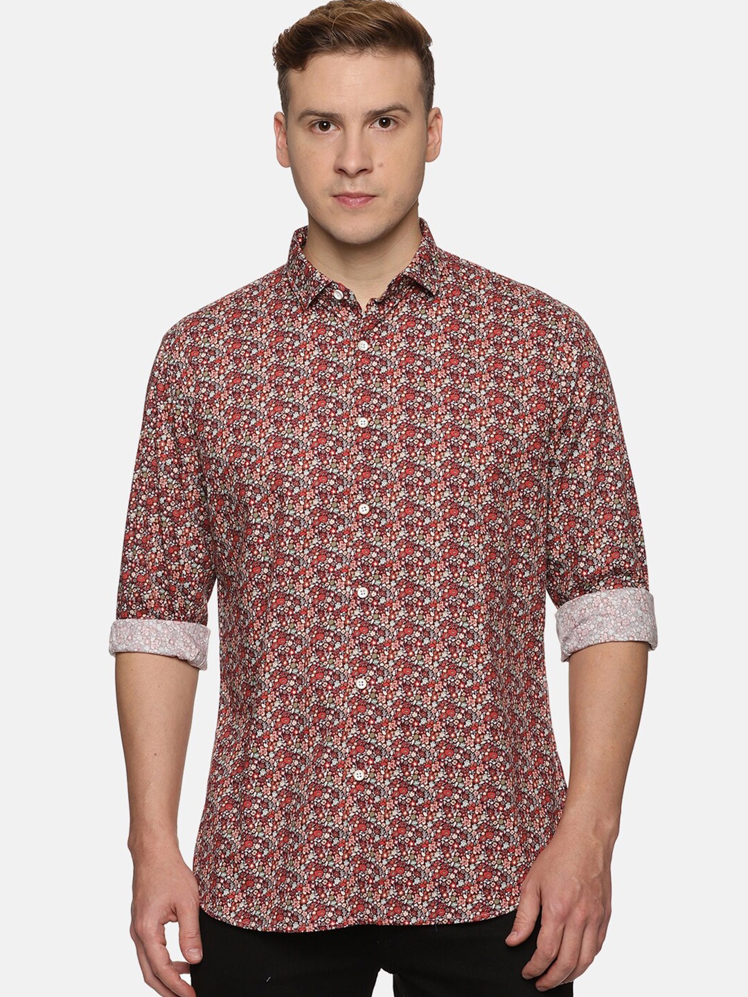 

DON VINO Men Comfort Floral Opaque Printed Casual Shirt, Burgundy