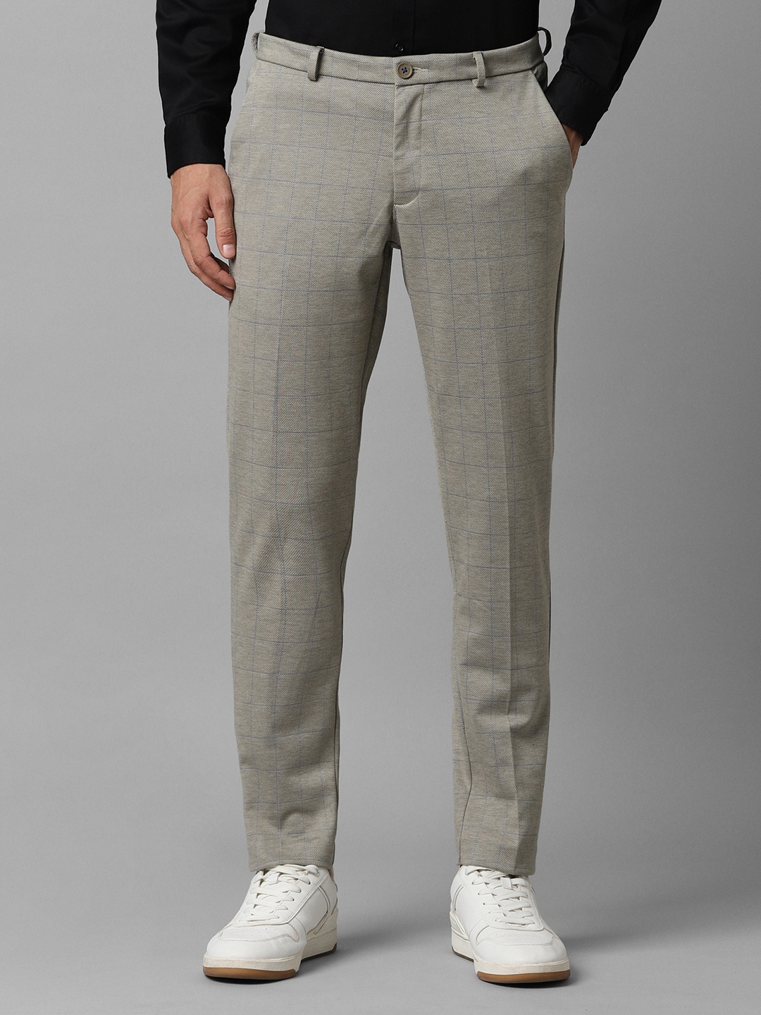 

Louis Philippe Sport Men Checked Slim Fit Trousers, Grey