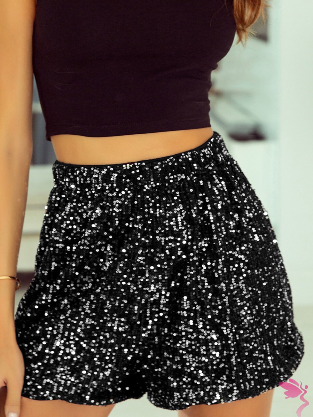 StyleCast Women Floral Printed Shorts, Black