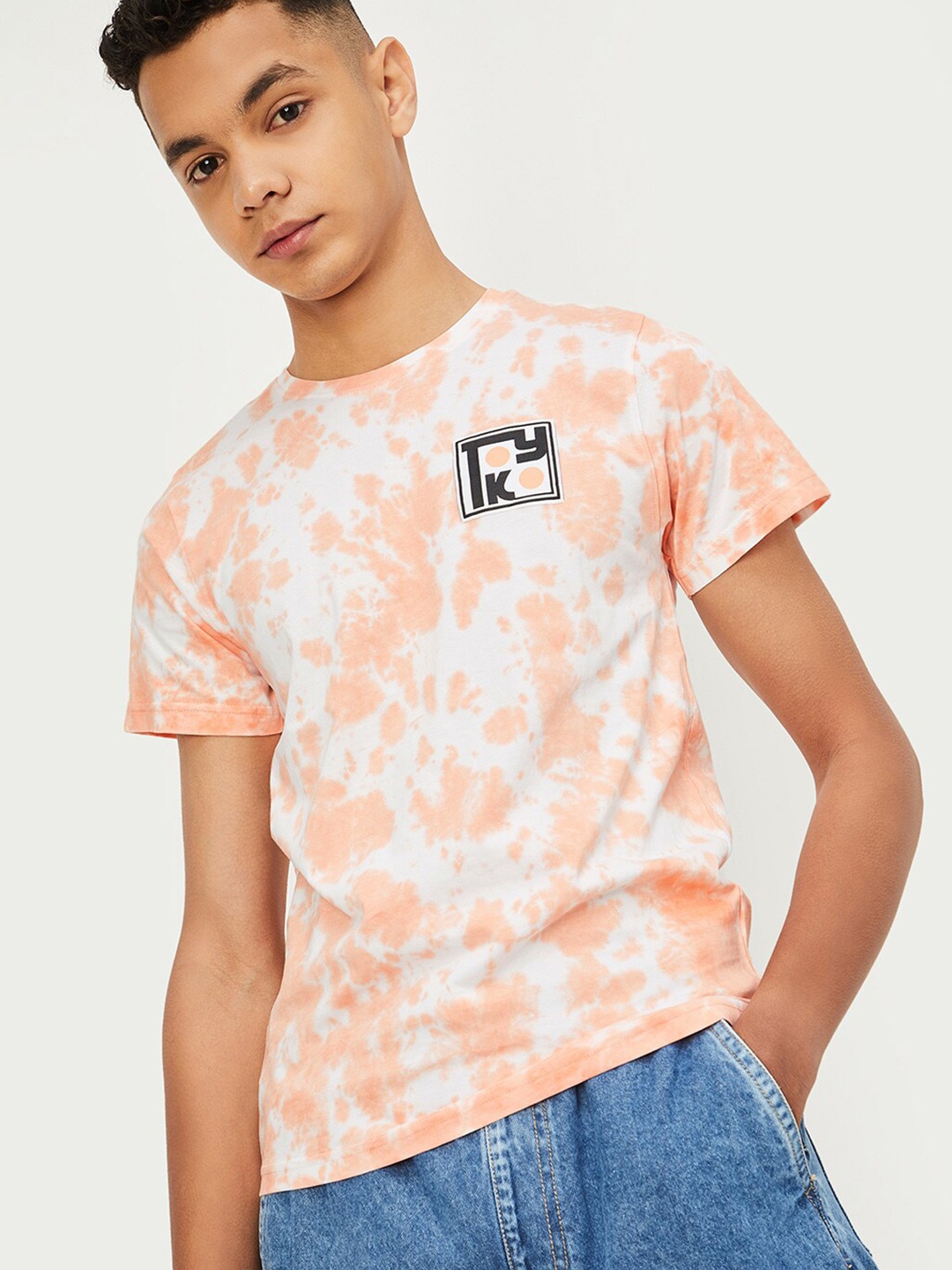 

max Boys Printed Pockets T-shirt, Orange