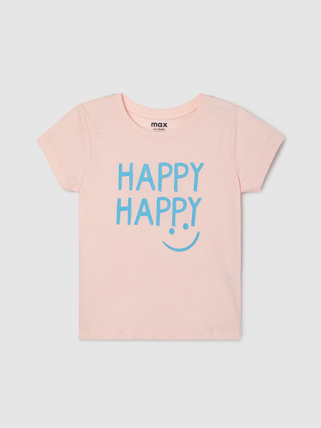 

max Girls Typography Printed Pure Cotton T-shirt, Pink
