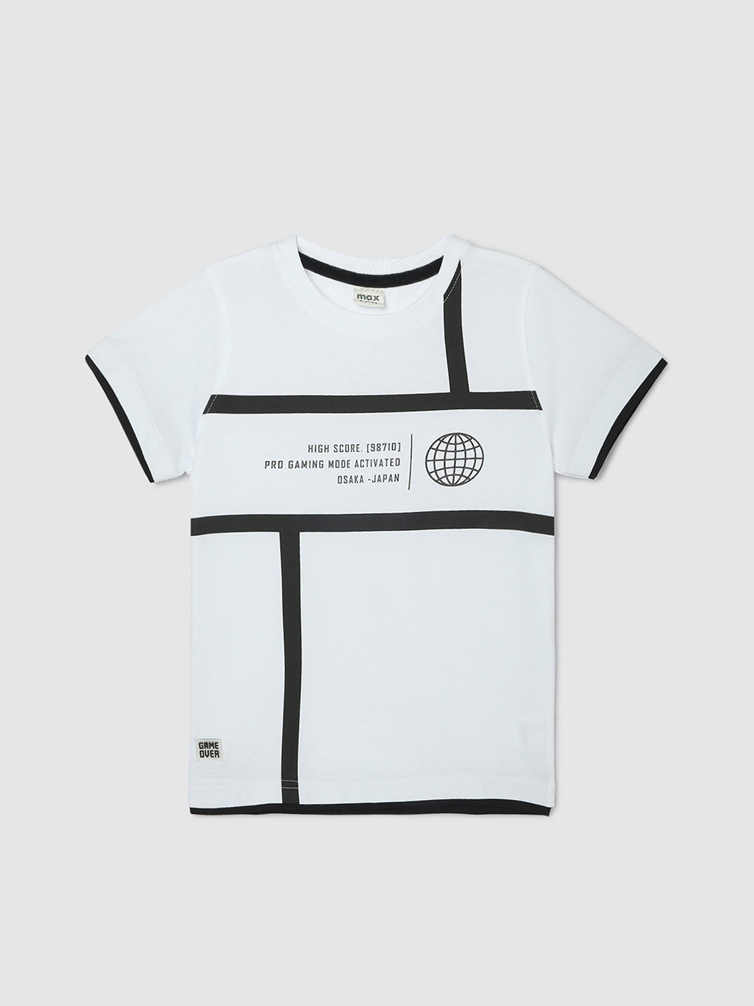 

max Boys Abstract Printed Pure Cotton T-shirt, White