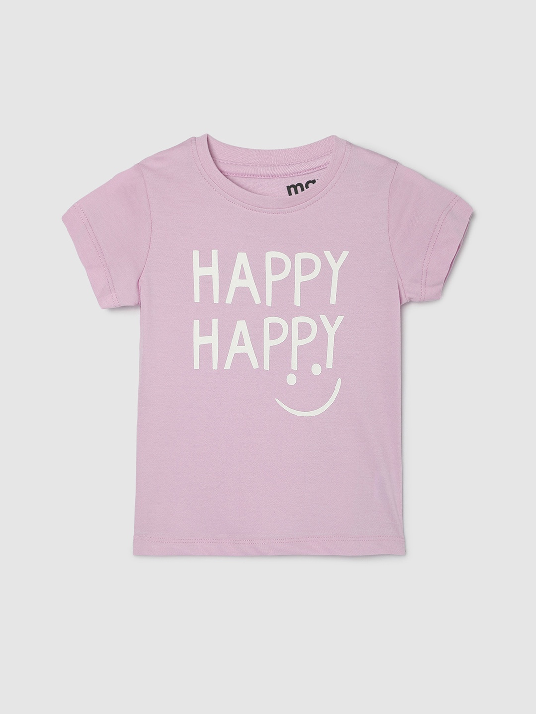 

max Girls Typography Printed Pure Cotton T-shirt, Purple