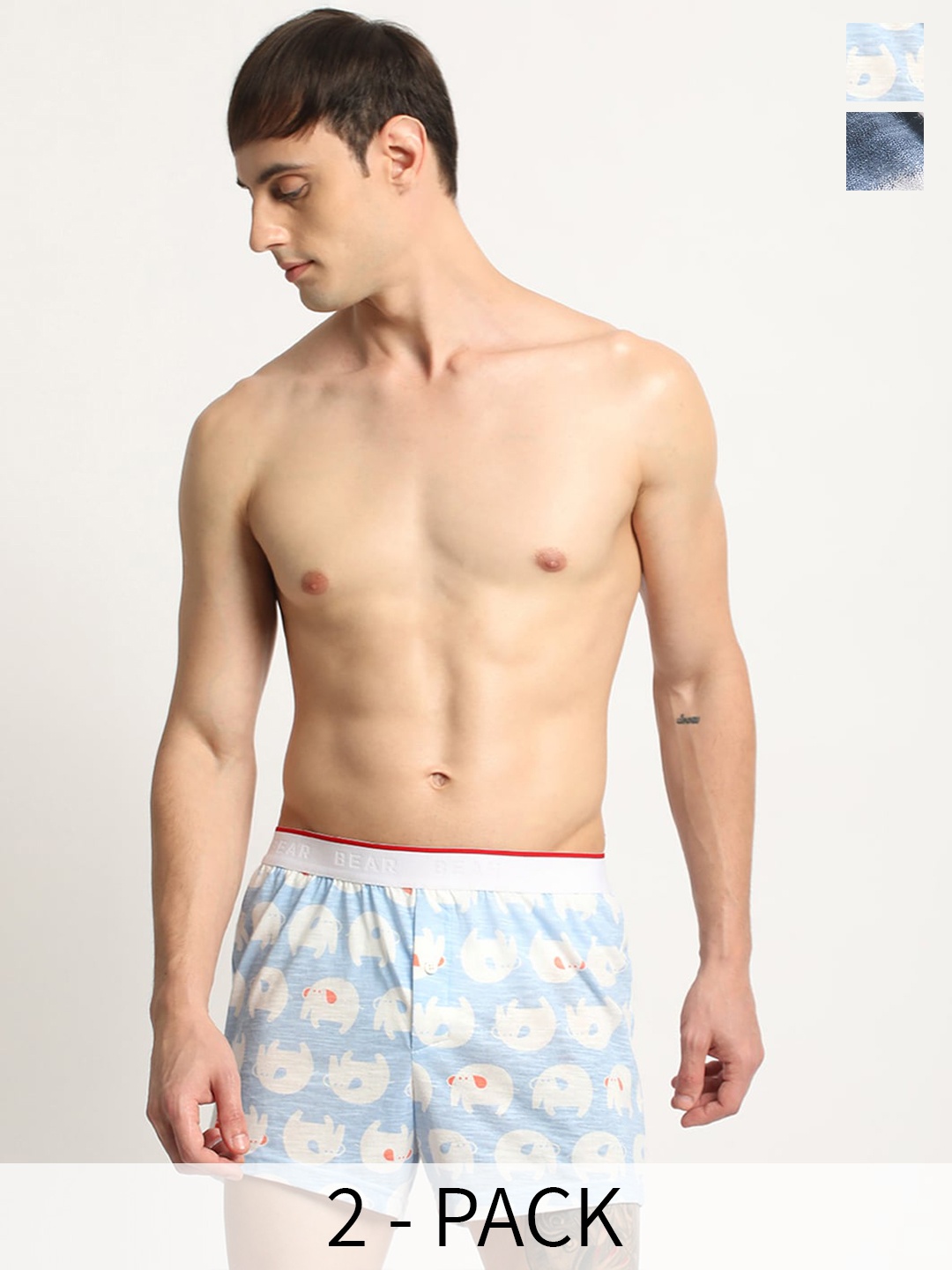 

THE BEAR HOUSE Pack Of 2 Assorted Pure Cotton Boxers BOX-IRRA-BL