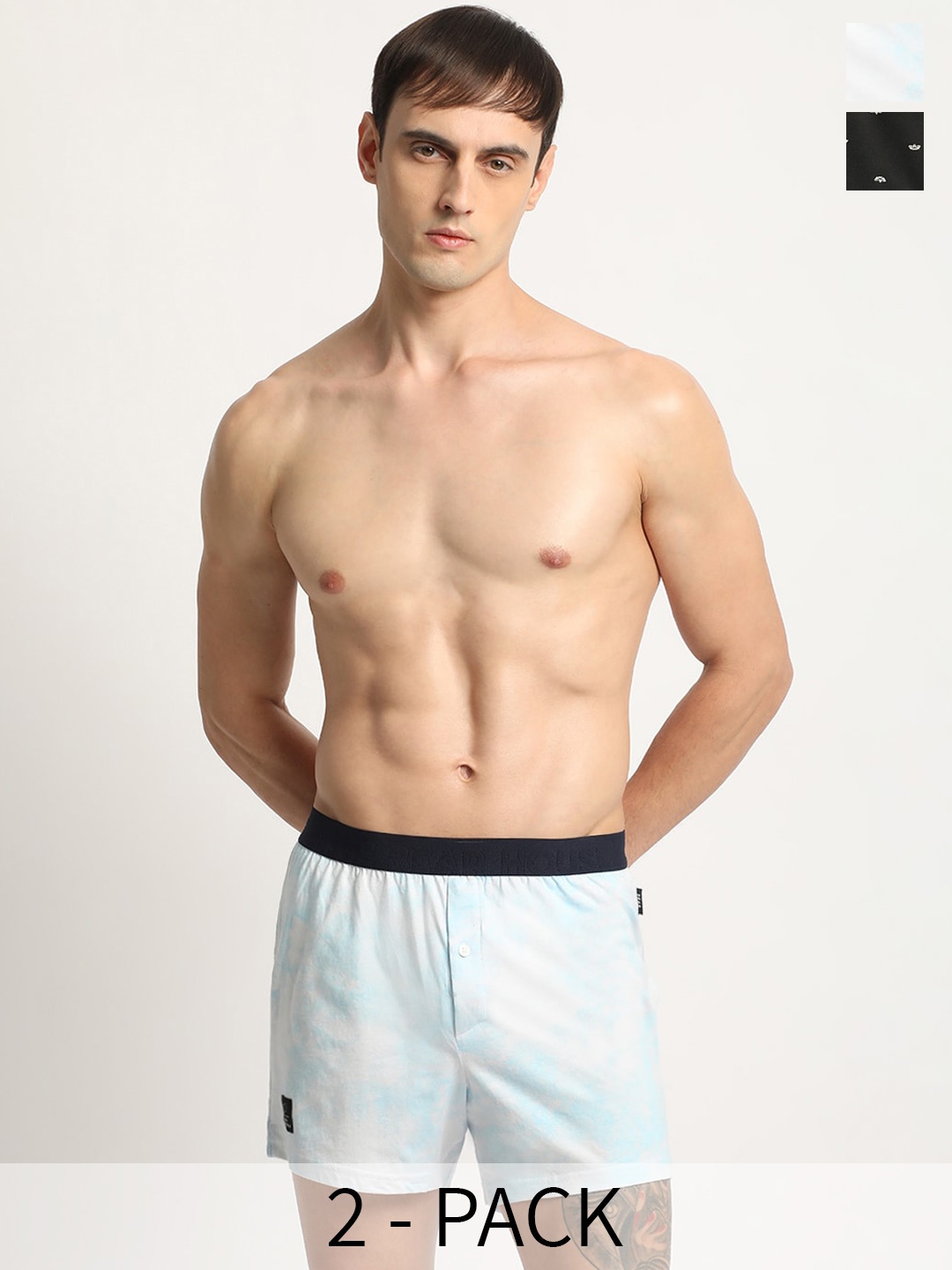 

THE BEAR HOUSE Pack Of 2 Assorted Pure Cotton Boxers BOX-TAJE-MC