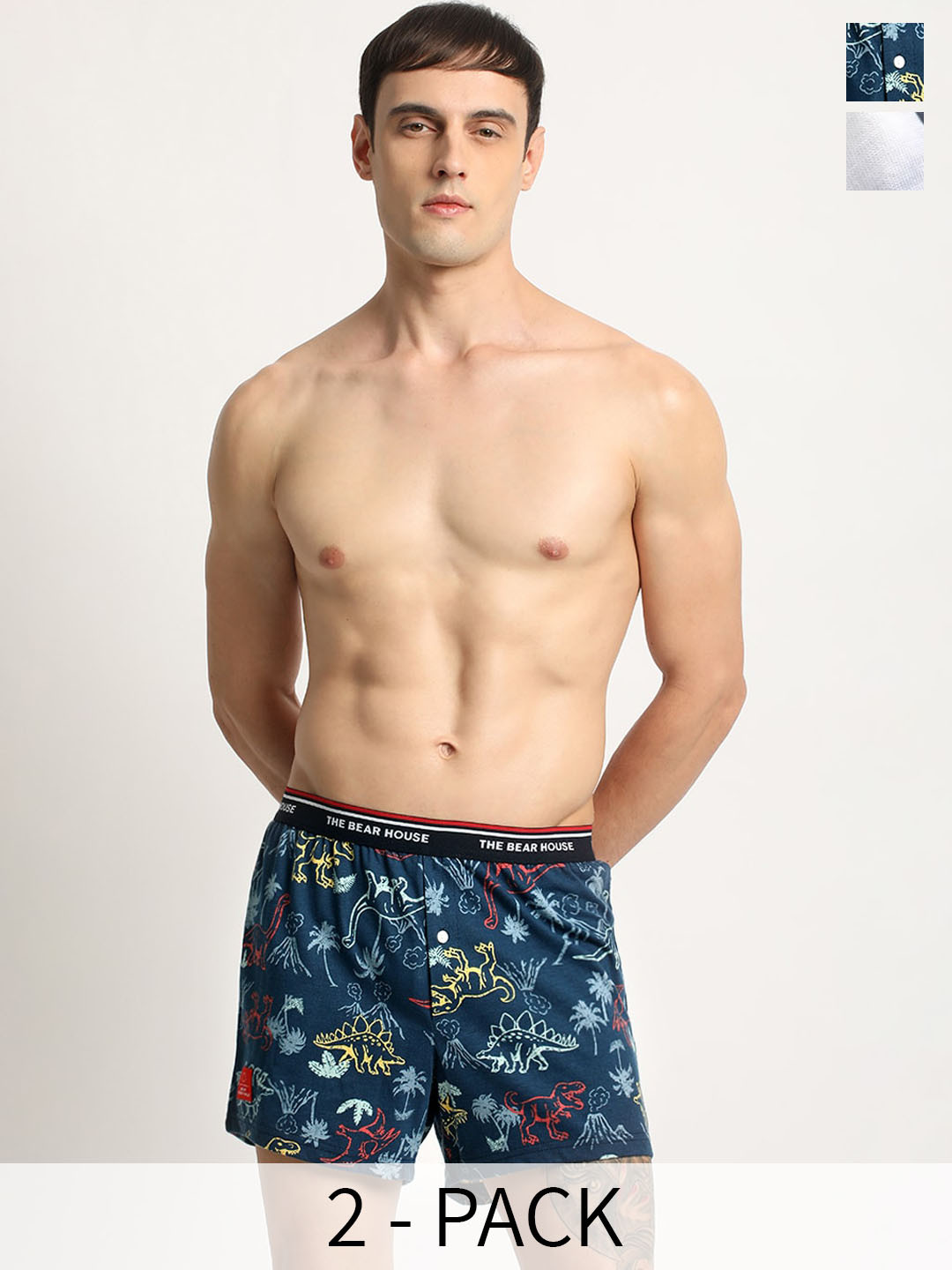 

THE BEAR HOUSE Pack Of 2 Assorted Pure Cotton Boxers BOX-MAJOSE-BL