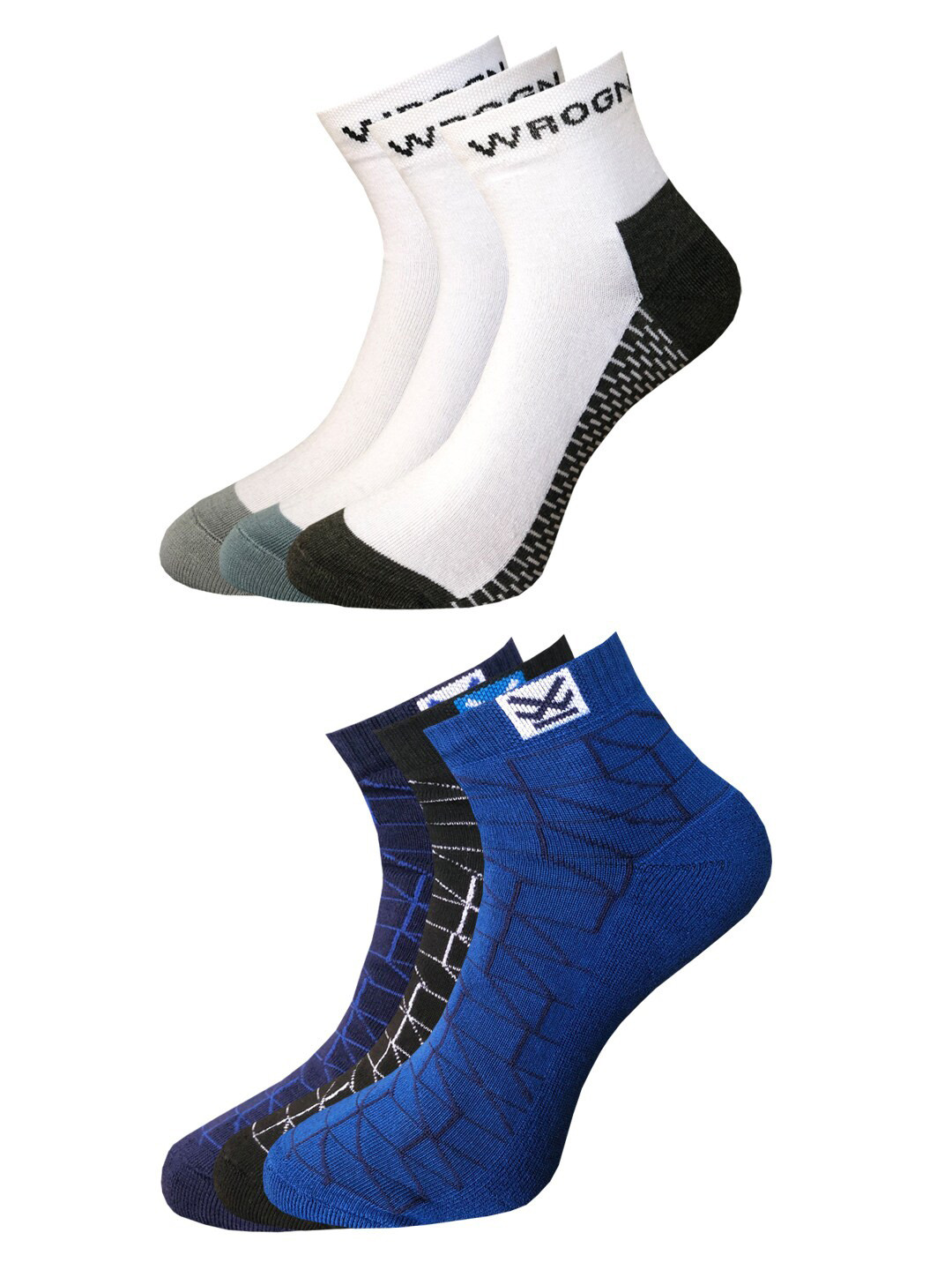 

WROGN Men Pack Of 6 Patterned Ankle Length Socks, White