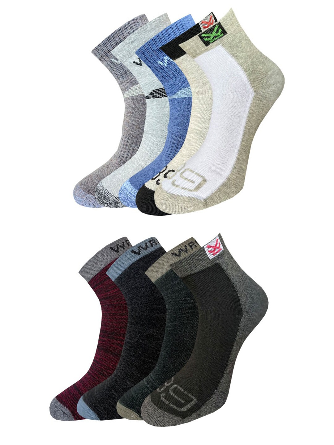 

WROGN Pack Of 9 Patterned Ankle Length Socks, Blue
