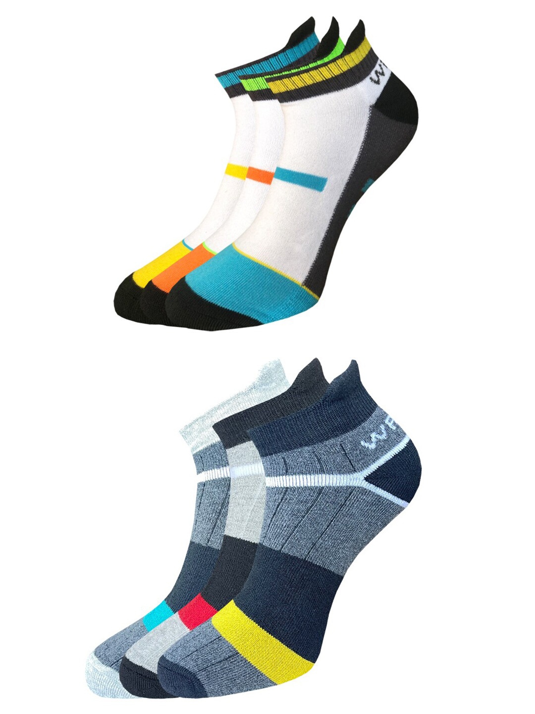 

WROGN Men Pack Of 6 Patterned Ankle Length Socks, White